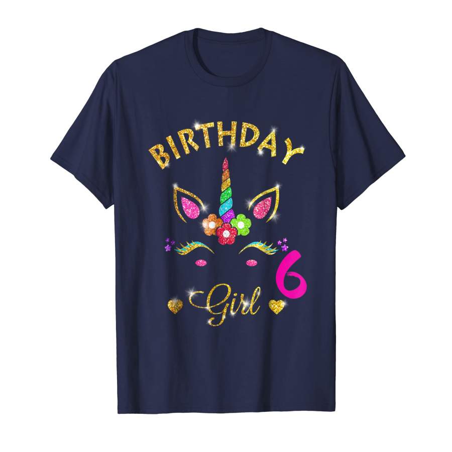 6th Birthday Shirt Girl Birthday Unicorn