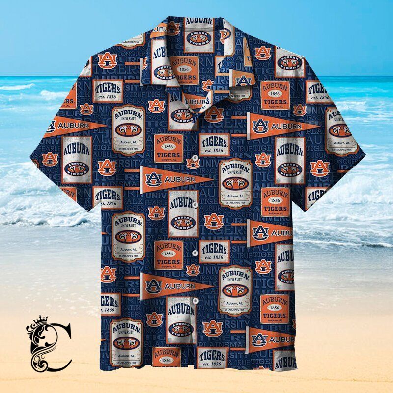 Auburn University With Vintage Pennant Logo Design L Hawaiian Shirt