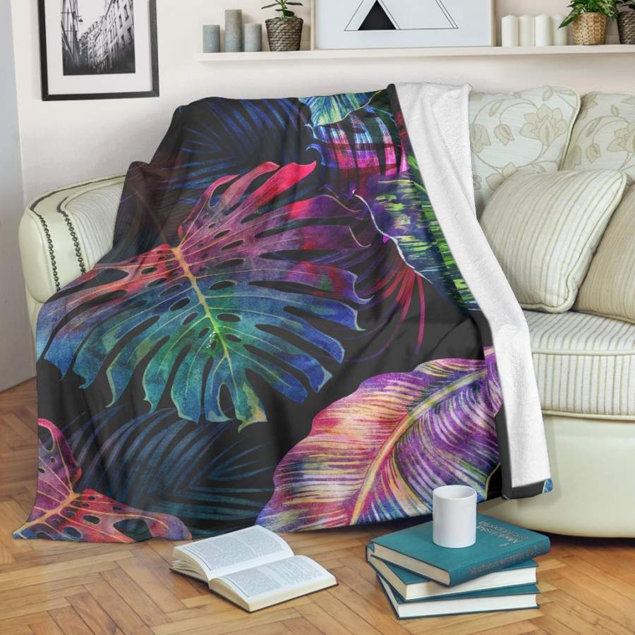 Colorful Tropical Leaves Pattern Print Blanket – Justbeperfect Shop
