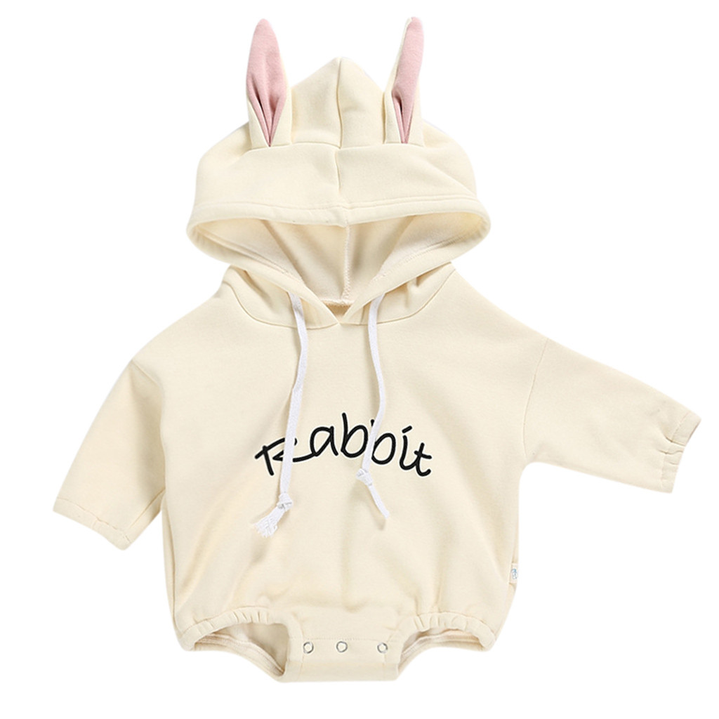 Toddler Kids Baby Girl Boy Rabbit Letter Sweatshirt long sleeve style bunny Rabbit ears cute thin velvet jumpsuit L1129 alx