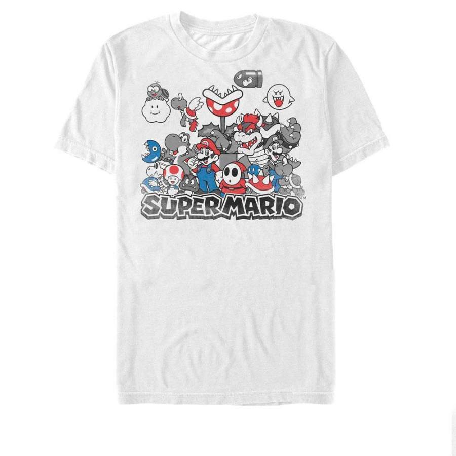 Super Mario Distressed Casting Call – Super Mario Nintendo T-Shirt, White