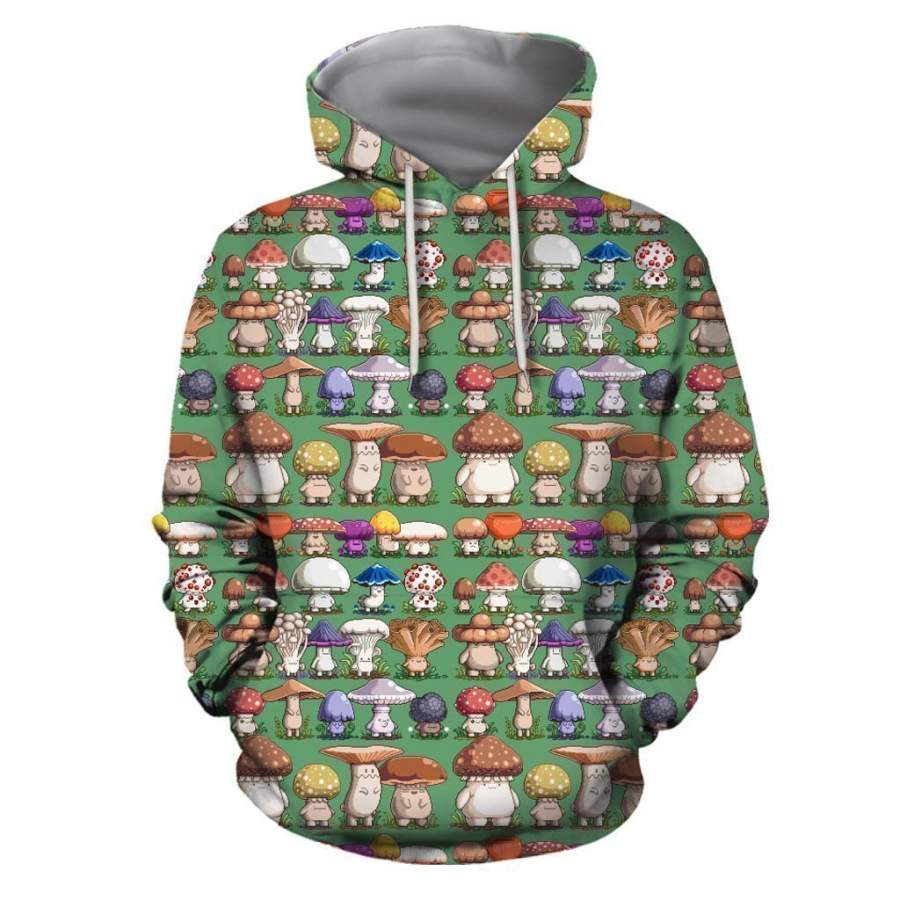 All Over Print Cartoon Mushroom Hoodie