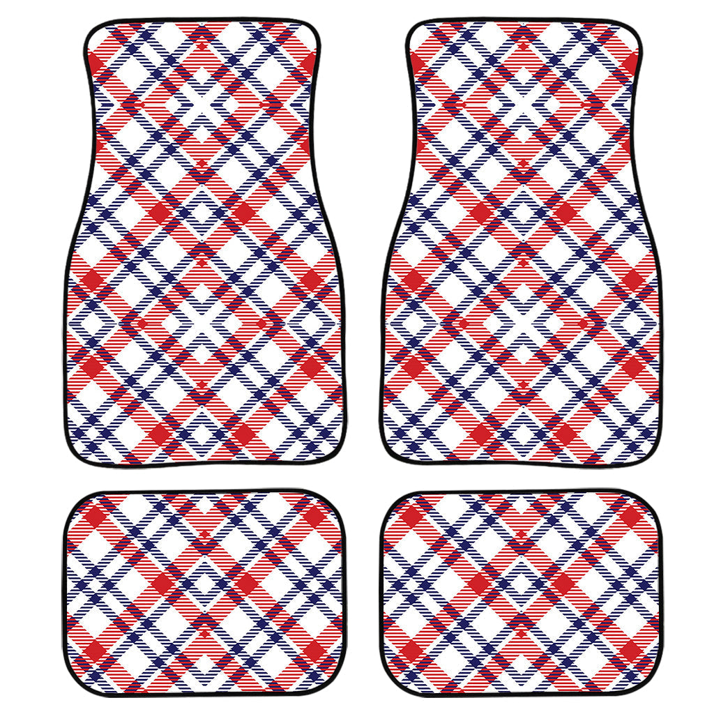 American Plaid Pattern Print Front And Back Car Floor Mats, Front Car Mat