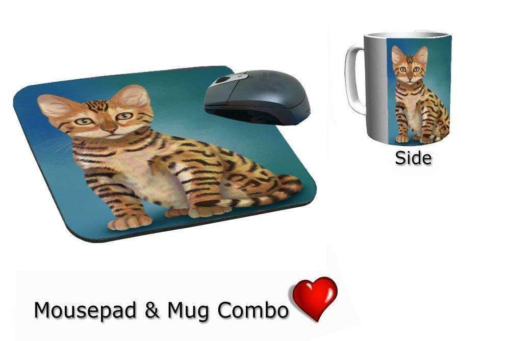 Chinese Li Hua Kitten Cat Mug & Mousepad Combo Gift Set