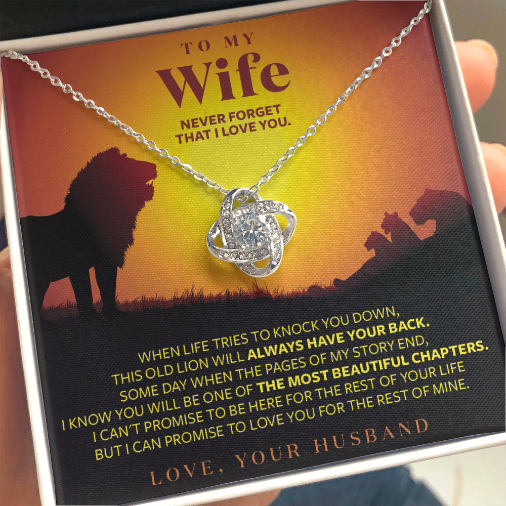 To My Wife – This Old Lion Will Always Have Your Back – Message Card Necklace