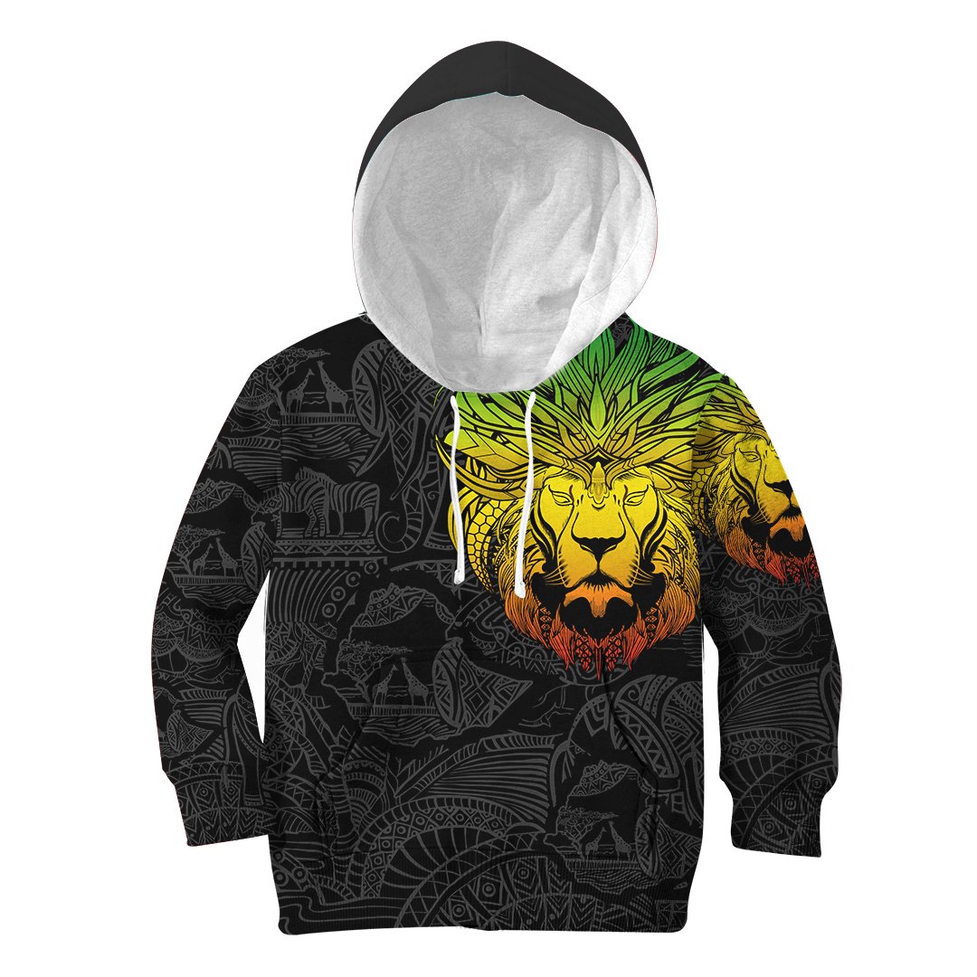 1stTheWorld Ethiopia Hoodie Kid, Ethiopia Lion Pattern Africa A10