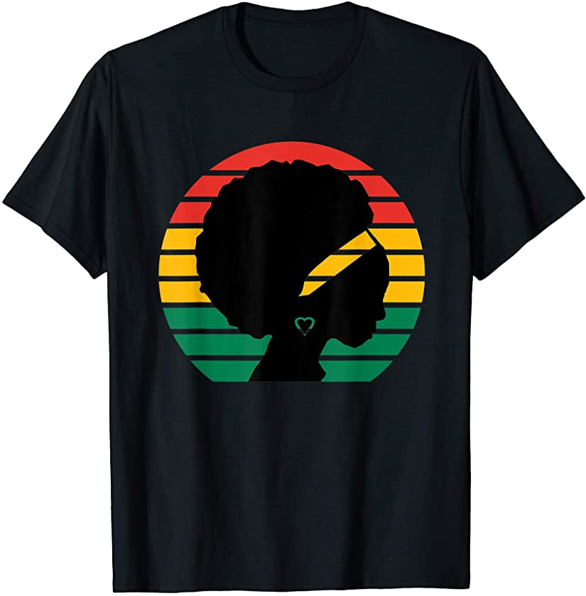 Black History Month Retro Sunset Black Queen Gift T-Shirt