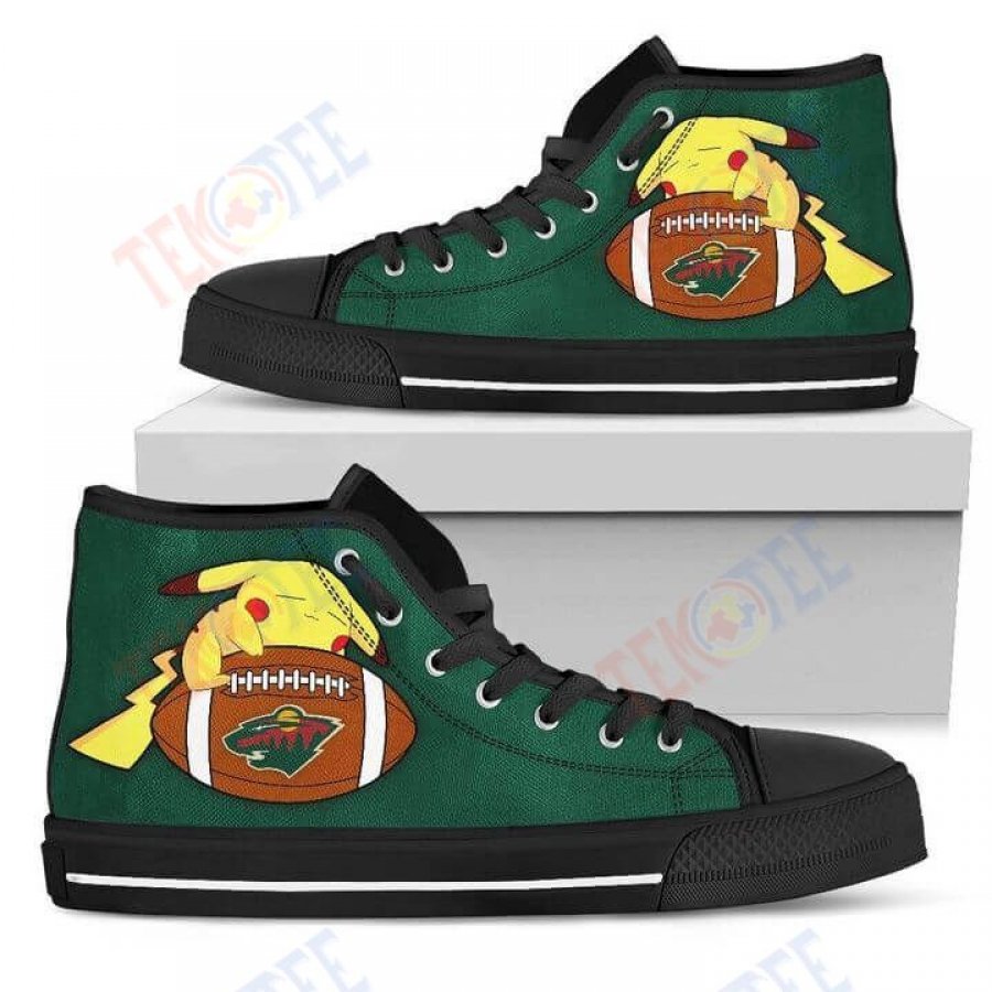 Mens Womens Pikachu Laying On Ball Minnesota Wild High Top Shoes TMT664