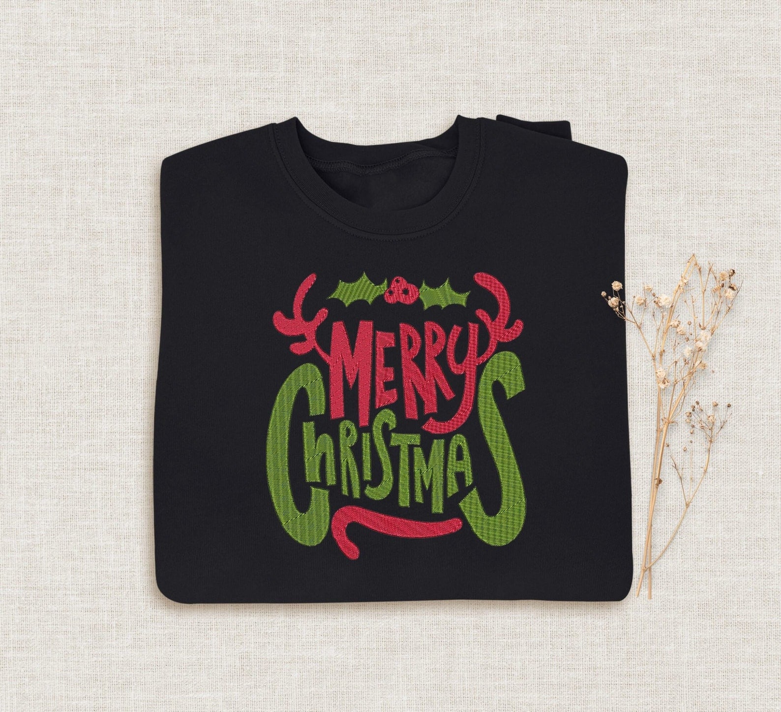 Happy Christmas Embroidered Halloween Sweatshirt