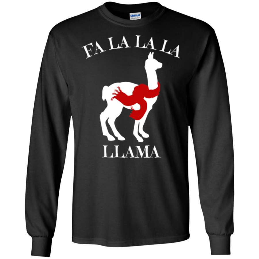 Christmas Pajama – Christmas Llama Santa Scarf LS/Hoodie/Sweatshirt