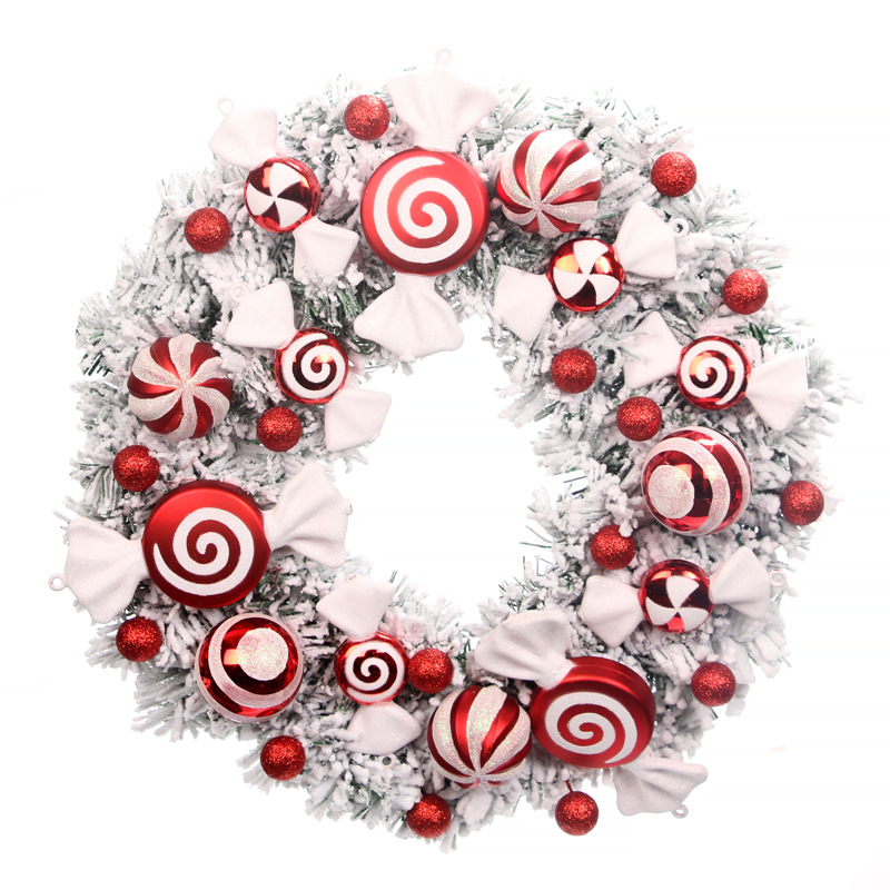 DD Christmas Decorations 40CM Simulation Candy Wreath Door Hanging Props Christmas Tree Accessories Christmas Wreath Snowflake alx