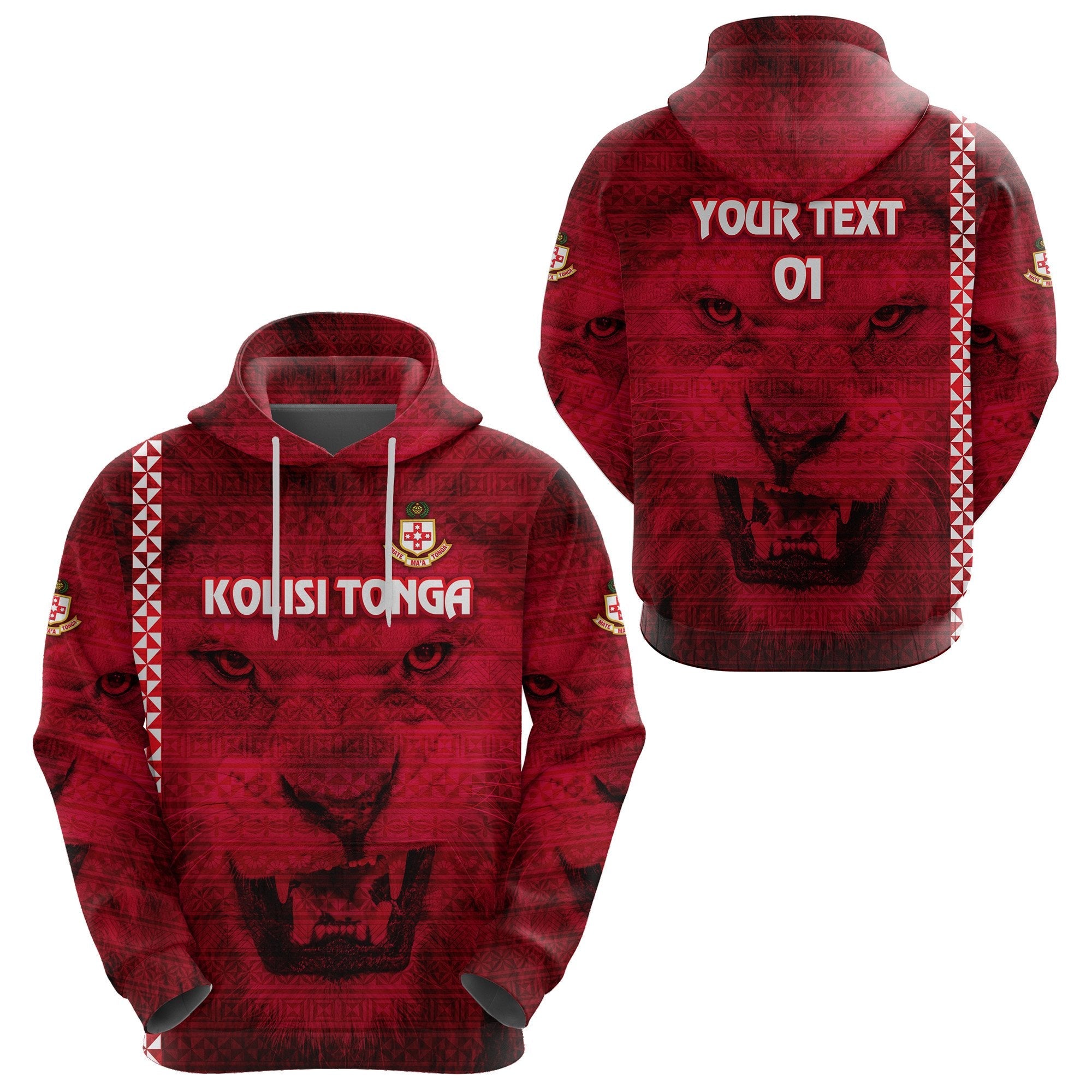 (Custom Personalised) Kolisi Tonga Hoodie Mate Ma’A Tonga Powerful Lion, Custom Text And Number