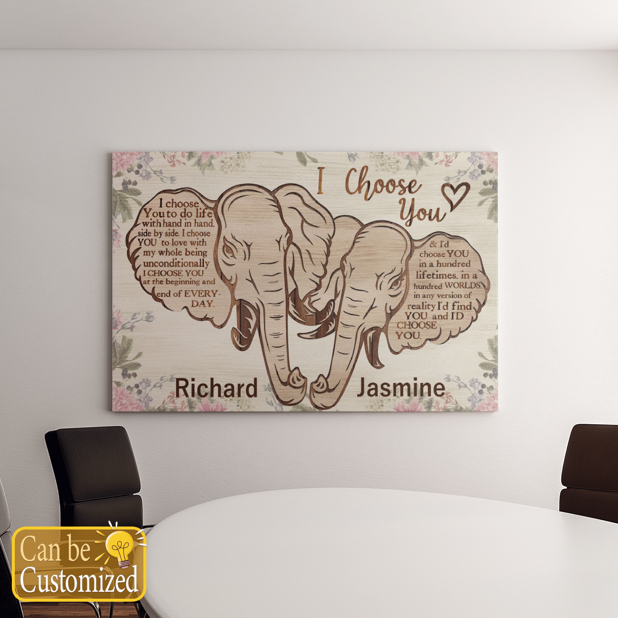 Personalized Elephants I Choose You Canvas / Posters / Puzzles For Couples / Husband / Wife / Girlfriend / Boyfriend