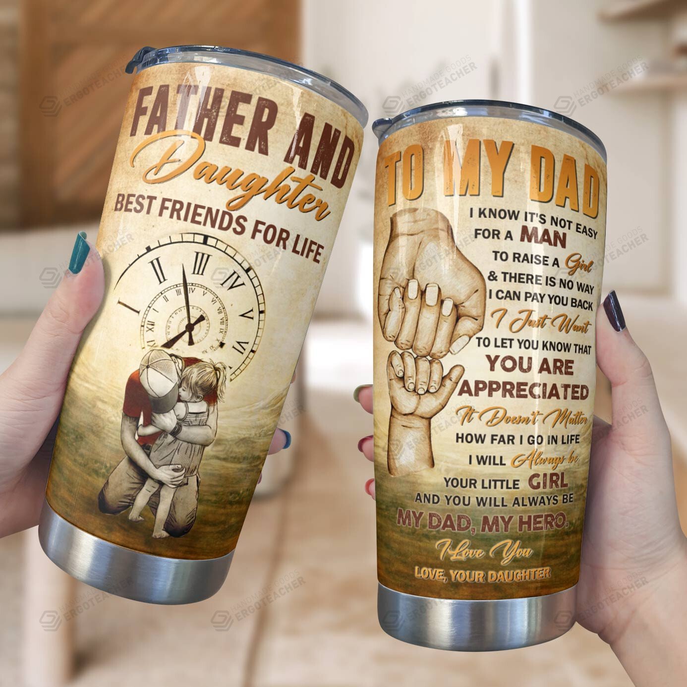 To My Dad 20 Oz Tumbler, Fathers Day Tumblers, Dad I Know It’S Not Easy For A Man To Raise A Girl Tumbler, Birthday Christmas Gifts For Dad Grandpa From Daughter