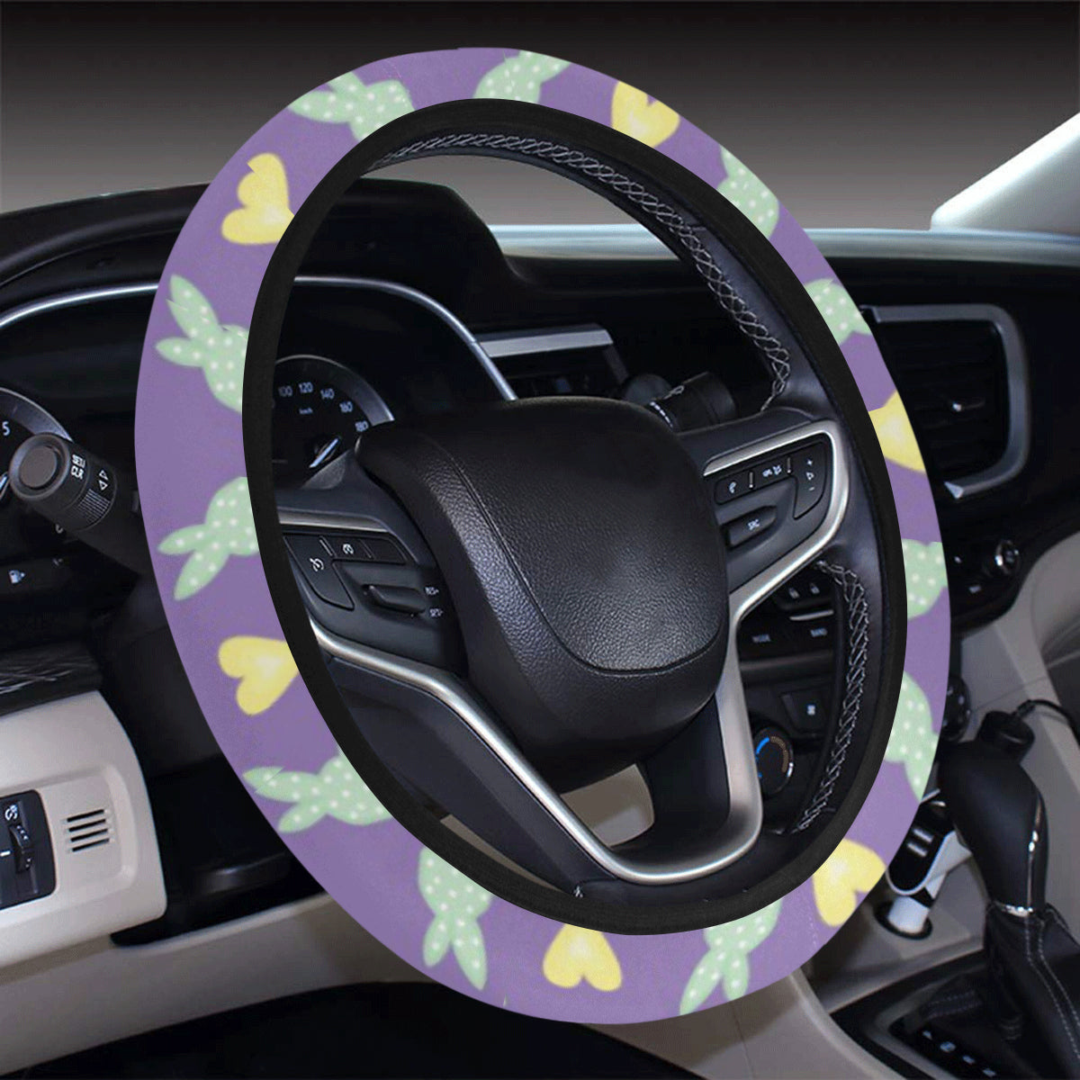 Rabbit Pattern Print Design Rb01 Steering Wheel Cover With Elastic Edge