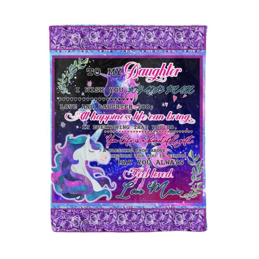 Unicorn To My Daughter I Wish You Joy And Peace Lovely Quotes Fleece Blanket