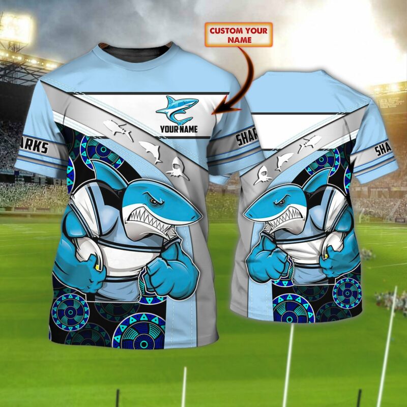 Cronulla-Sutherland Sharks Personalized Name 3D Tshirt Gift For Nrl Fan Tad 01