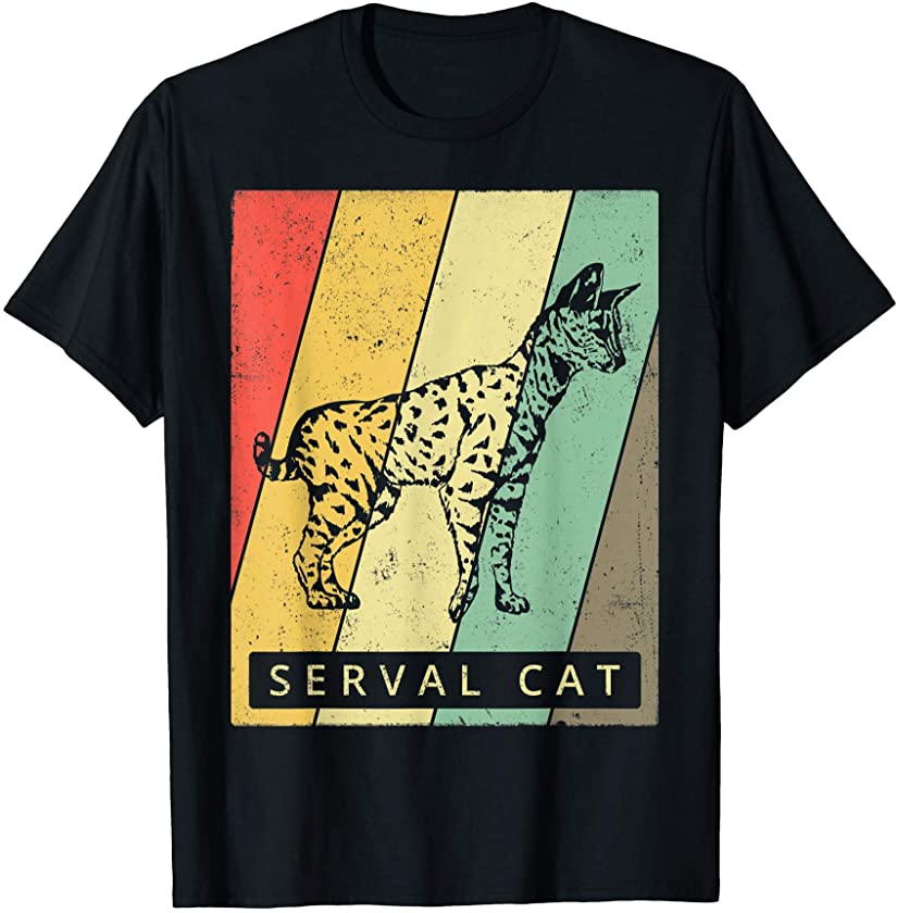 Serval Cat Lover Vintage Retro Animal T-Shirt