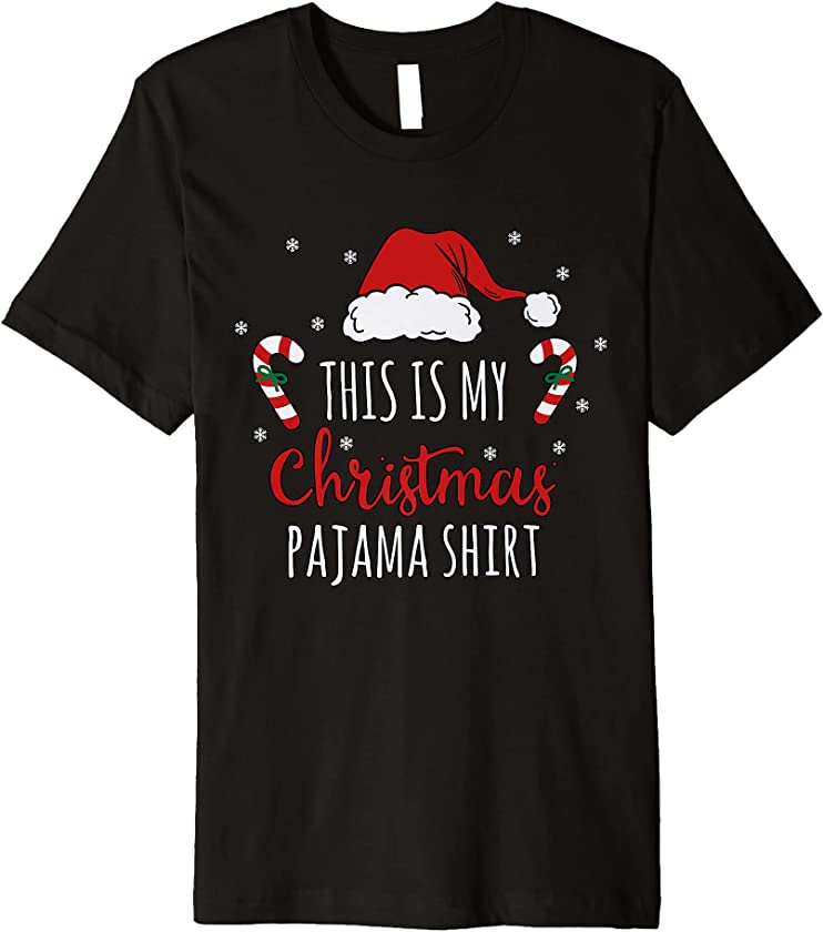 Candy Canes Santa Hat Family Kids Matching Christmas Pajamas Premium T-Shirt