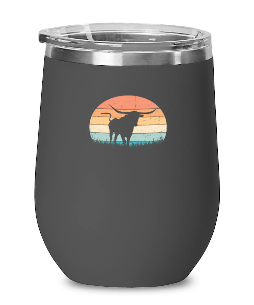 Wine Tumbler Stainless Steel Insulated Funny Longhorn Cattle Texas Cow Herd