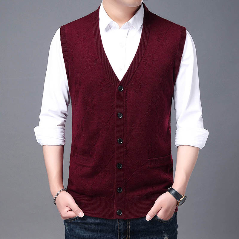 2022 New Autum Fashion Brand Knit Sweater Vest Cardigan Mens V Neck Korean High Quality Cool Woolen Casual Winter Mens Clothes alx