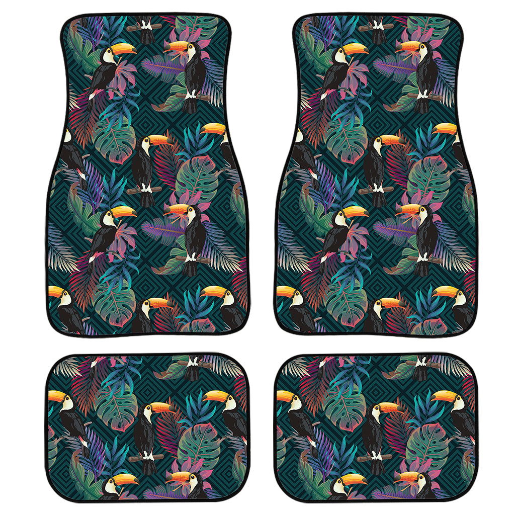 Exotic Tropical Toucan Pattern Print Front And Back Car Floor Mats, Front Car Mat