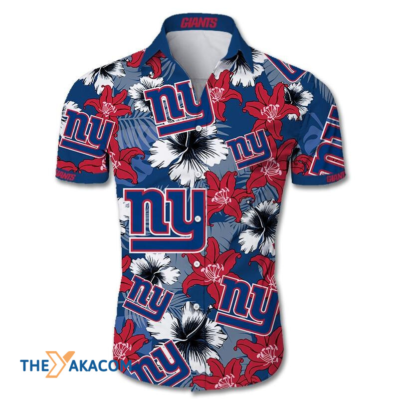 New York Giants Nfl Team Gift For Fan Tropical Flower Short Sleeve Hawaii Shirt Ha44498