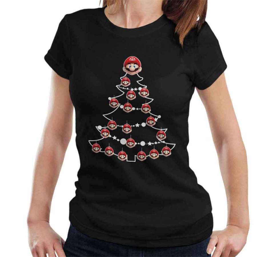 Super Mario Christmas Tree Baubles Women’s T-Shirt