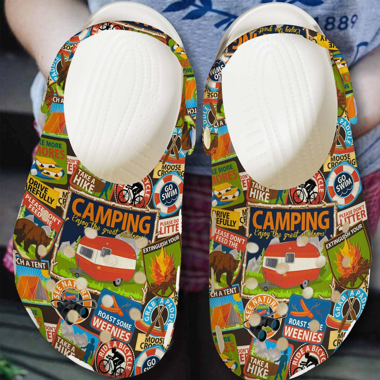 Camping Personalized Clog, Custom Name, Text, Color, Number Fashion Style For Women, Men, Kid, Print 3D Enjoy The Great Outdoor