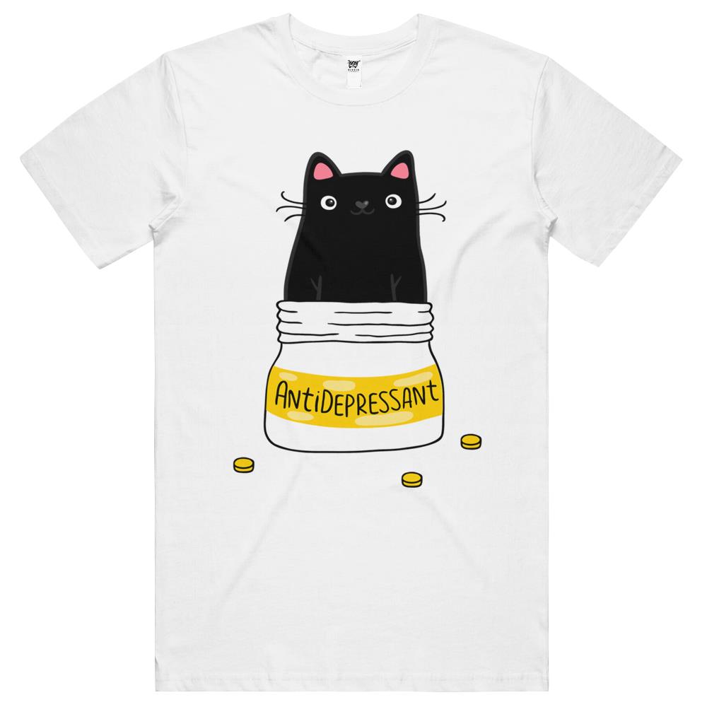 Fur Antidepressant . Cute Black Cat Illustration. A Gift For A Pet Lover. T Shirts