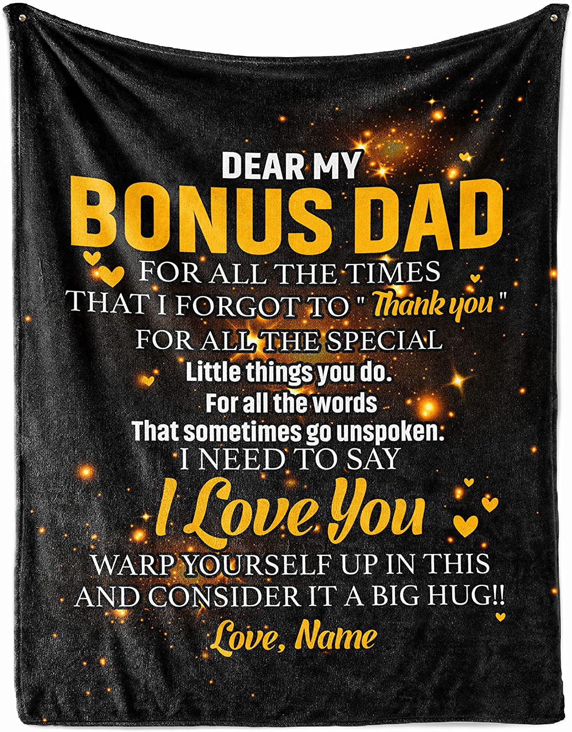 Personalized To My Bonus Dad Blanket Summer Quilt Flannel Soft Fleece Sherpa Bed Throw Blankets