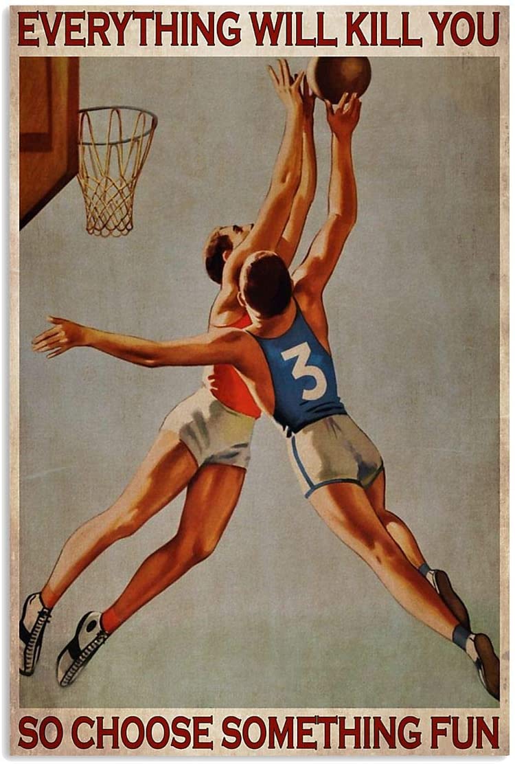 Vintage Man Basketball Choose Something Fun Poster Art Print      Home Decor Gift For Men Women Family Friend On Birthday Xmas