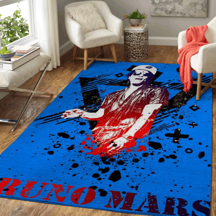 Bruno Mars Singer And Songwriter Pop Art For Fans Area Rug