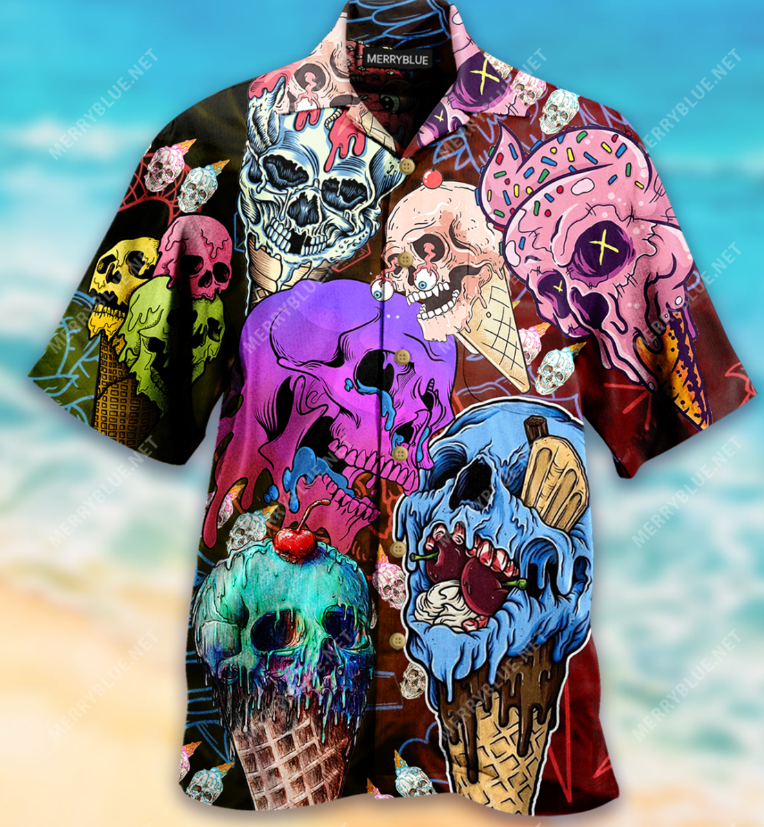 Skull And Ice Cream Unisex Hawaii Shirt Ha100208