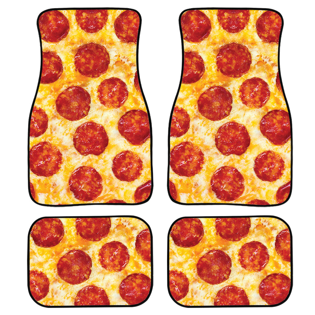 Pepperoni Pizza Print Front And Back Car Floor Mats, Front Car Mat