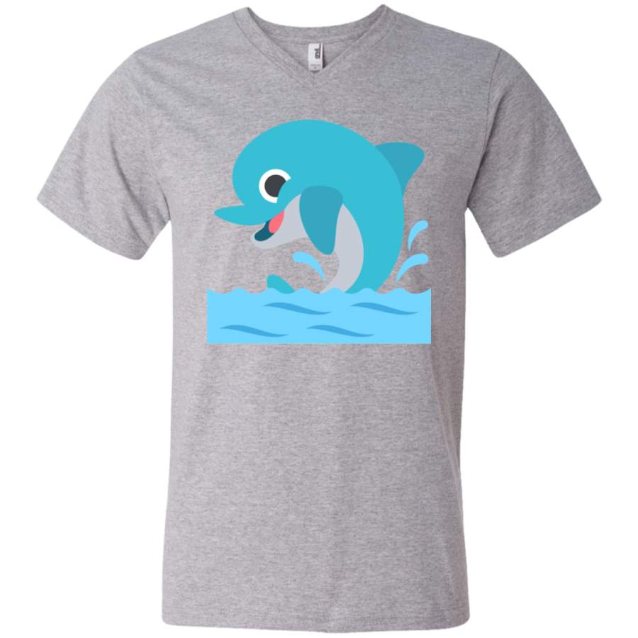 Happy Dolphin Emoji Men’s V-Neck T-Shirt