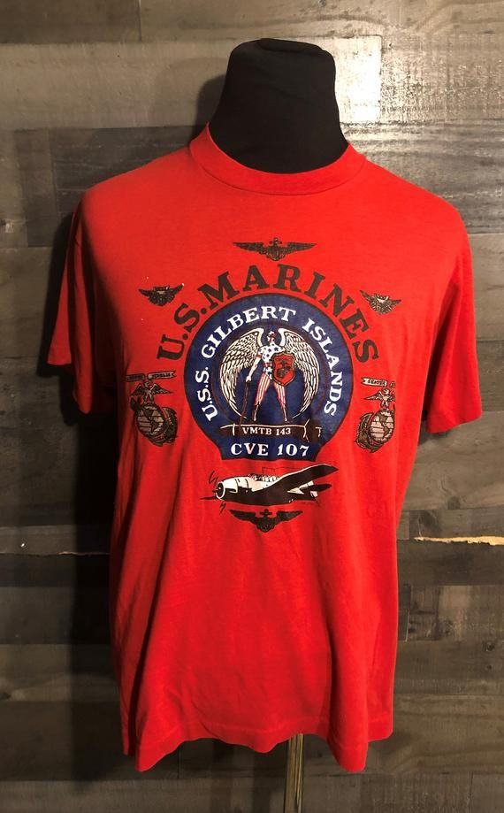 Vintage 90S U S Marines Gilbert Islands 1990S Red Military Vintage 80S Semper Fidelis Shirt