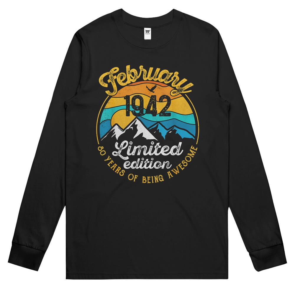 80Th Birthday Gift 80 Years Old Awesome Since February 1942 Long Sleeve T Shirts