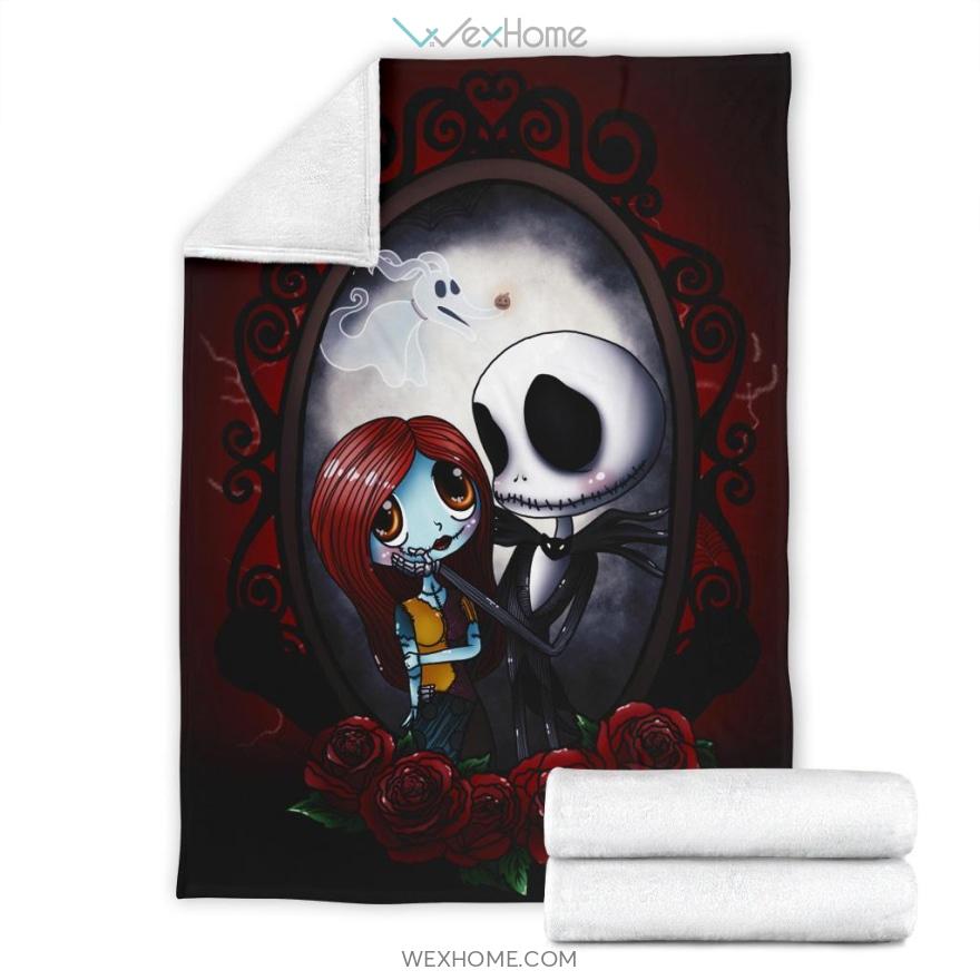 Cute Jack Skellington And Sally Love Nightmare Before Christmas Premium Blanket