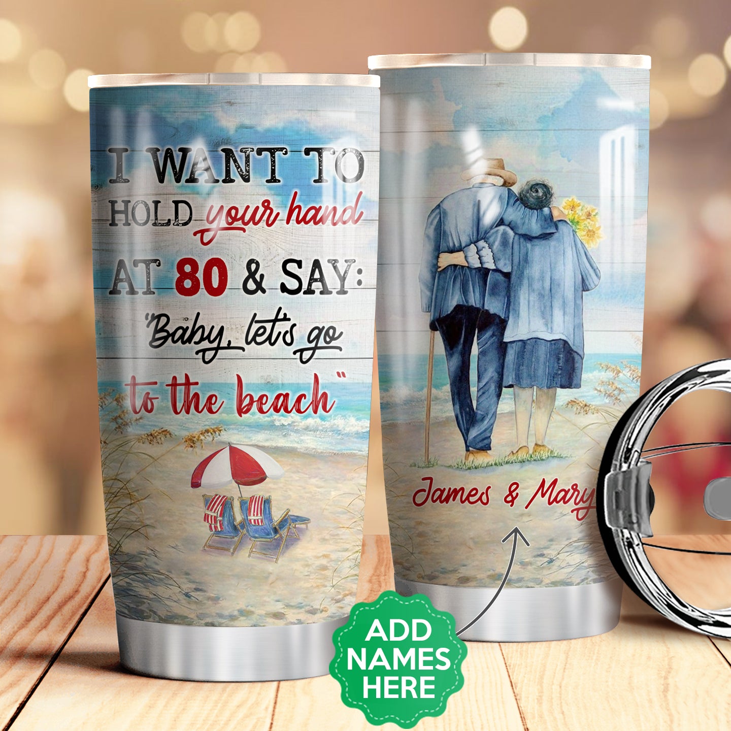 Personalized Beach Old Couple Agmz0406006Z Stainless Steel Tumbler