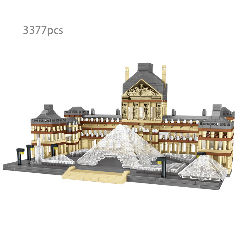 City Architecture Louvre Museum Eiffel Tower Micro Building Block MOC Home Decorators Collection Brick Toys For Adults kids Gift alx