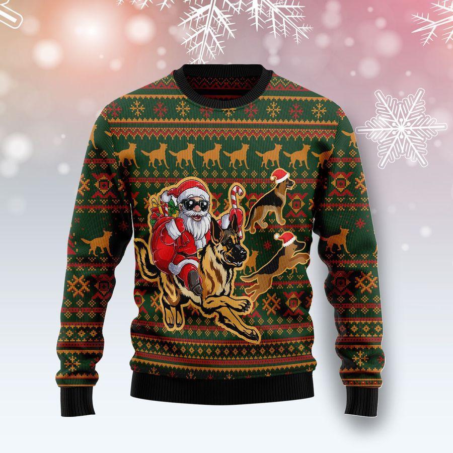 Awesome German Shepherd Dog Santa Claus Ugly Christmas Sweater | For Men & Women | Adult | Us1803