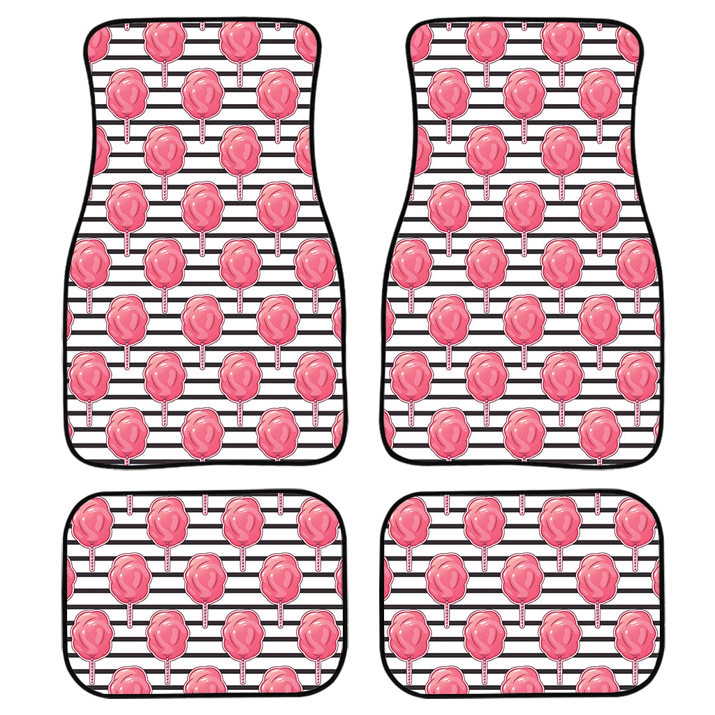 Cotton Candy Striped Pattern Print Front And Back Car Floor Mats, Front Car Mat