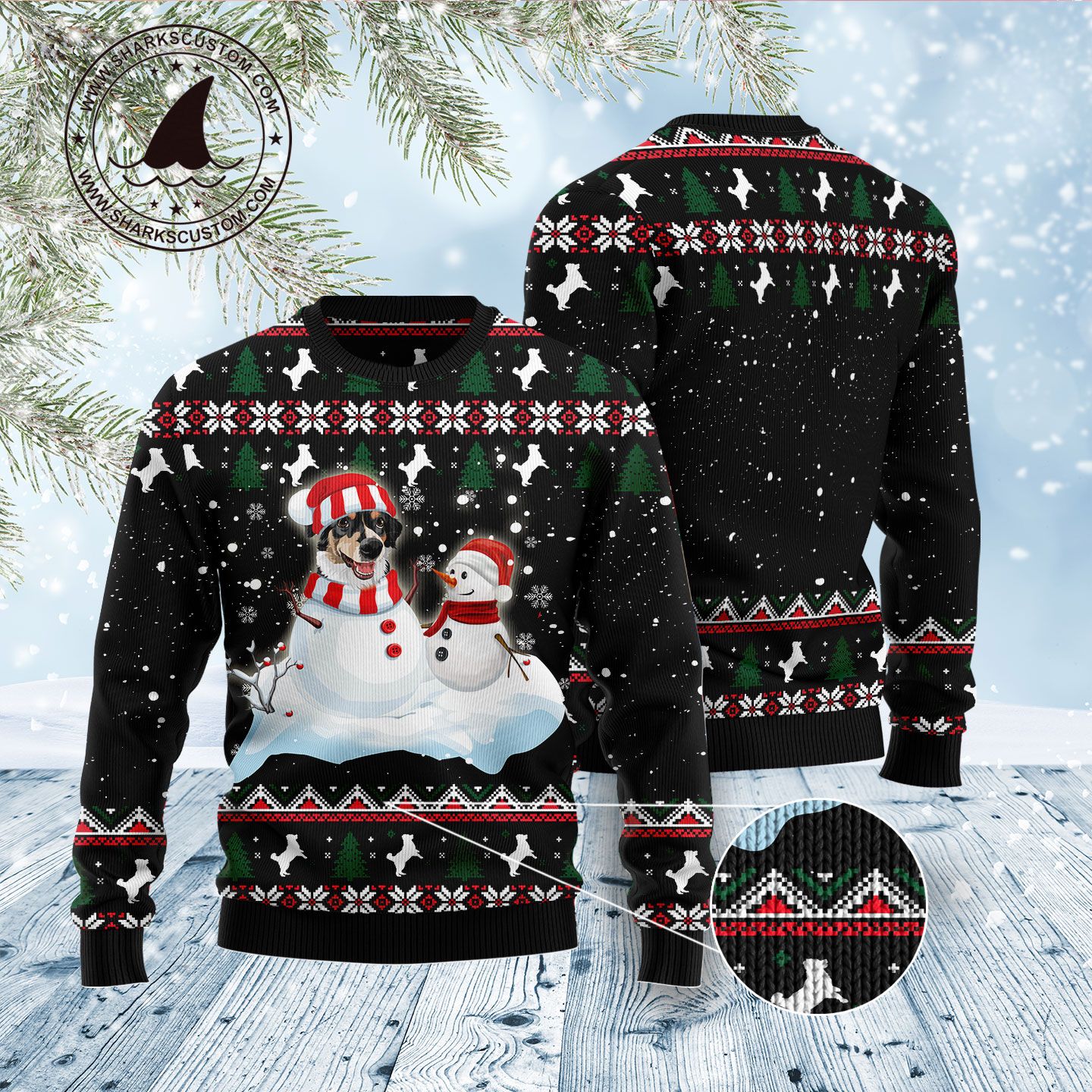 Bernese Mountain Dog and Snowman D1611 Ugly Christmas Sweater