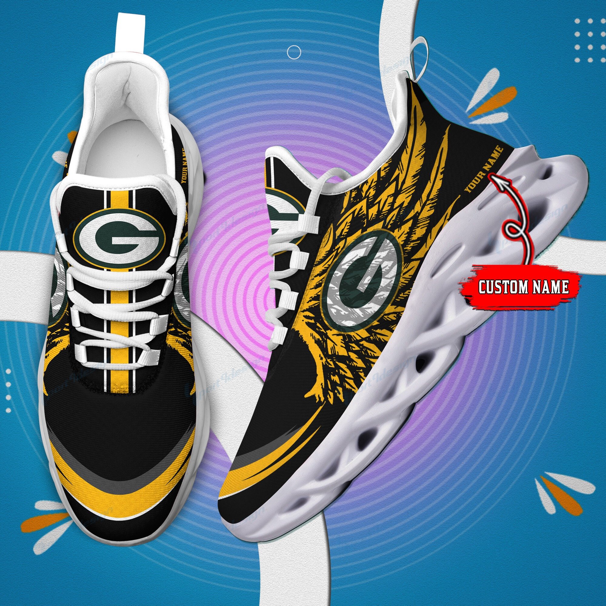 Green Bay Packers Personalized Yezy Running Sneakers Bb665