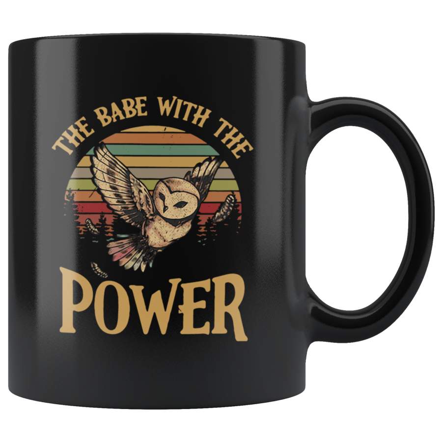 Retro Sunset Vintage The Babe with The Power Owl Mug Cup Coffee