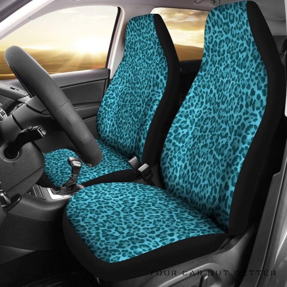 Teal Blue Leopard Skin Print Car Seat Covers 232205