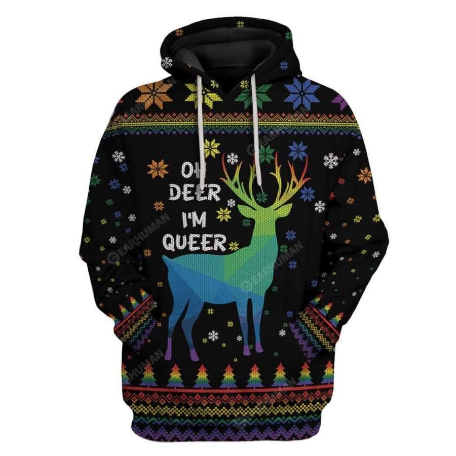 Ugly Christmas Oh Deer I’m Queer Custom T-shirt – Hoodies Apparel