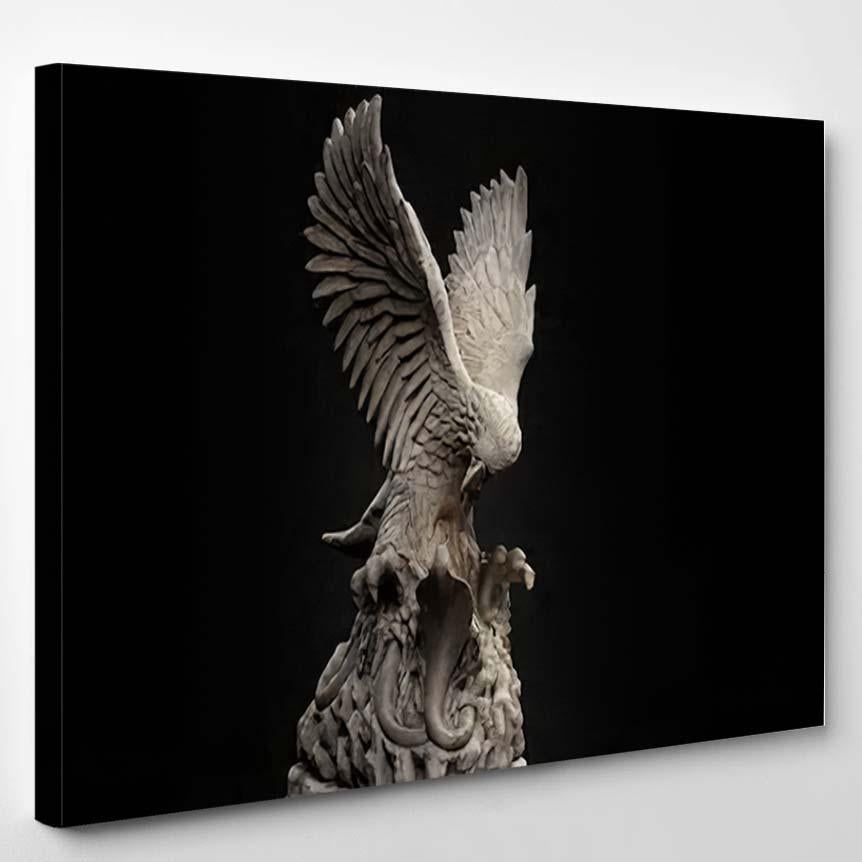 3D Composite Illustration Eagle Fighting Snake – Eagle Animals Canvas Print