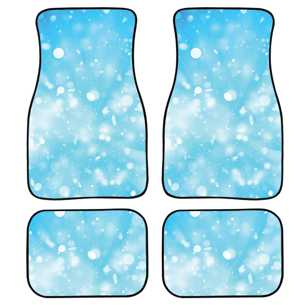 Blue Sparkle Light Print Front And Back Car Floor Mats, Front Car Mat